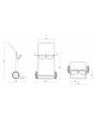 Portabombole biposto lt.14 - per bombole Øcm 160 - 2 ruote gomma piena Ø cm 20 - cm 59x44,5x97h