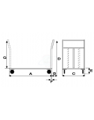 Carrello con pianale in lamiera 15/10, 4 ruote girevoli in gomma piena Ø cm 12,5 -  cm 50x80