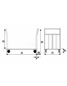 Carrello con panale in lamiera 20/10 4 ruote (2 fisse-2 girevoli) in gomma piena Ø cm 14 -  cm 60x90