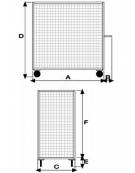 Carrello con pianale verniciato a 3 sponde ruote gomma piena, 4 ruote girevoli, 2 con freno Ø cm 20 - cm 77,5x115x132h