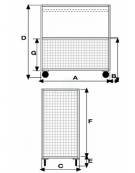 Carrello con pianale verniciato a 4 sponde di cui 1 ribaltabile 4 ruote (2 fisse - 2 girevoli) Ø cm 200 - cm 75x115x132h