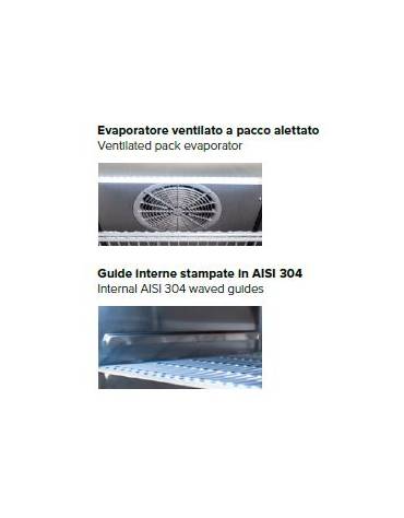 Armadio refrigerato GN 2/1 in acciaio inox AISi 304, refrigerazione ventilata, temperatura -2/+8°C - mm 1250x685x1435h