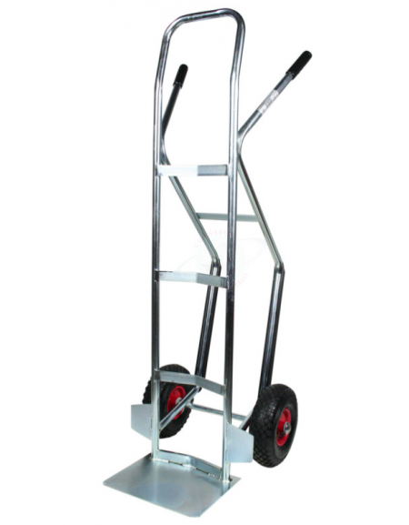 Carrello portacasse zincat0 - 2 ruote pneumatiche antiforatura cerchio acciaio Ø cm 26 - cm 49x135h