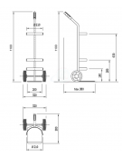 Portabombola lt. 5/7/14 per bombola Ø cm 210 - Pala di carico mm 200x250 - cm 32x38x110h