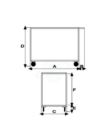 Carrello portatutto Maxi a 2 Piani Alta Portata - 4 ruote (2 girevoli) in gomma piena Ø 200 - cm 135x80x90h