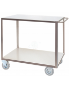 Carrello a 2 piani lisci in acciaio inox AISI 304 spessore 12/10 - Portata kg 300 - 4 ruote girevoli - piano cm 60x90