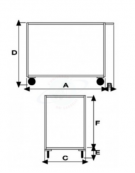 Carrello a 2 piani lisci in acciaio inox AISI 304 spessore 12/10 - Portata kg 300 - 4 ruote girevoli - piano cm 60x90