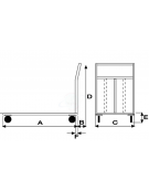 Pianale in lamiera 20/10, alta manovrabilità - portata Kg.500 - 4 ruote (2 fisse-2 girevoli) gomma piena Ø 20 - piano 70x100