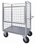 Carrello con pianale verniciato a 4 sponde,1 ribaltabile - 4 ruote (2 fisse- 2 girevoli) antiforatura Ø cm 26 - cm 75x115x132h