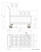 Carrello per alloggiamento e trasporto bombole ospedaliere - capacità 15 bombole
