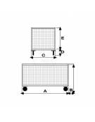 Carrello con pianale,4 sponde in rete verniciata - 4 ruote(2 fisse-2 girevoli) gomma piena Ø cm 20 - cm 127x80x89h