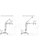 Carrello gru manuale girevole idraulica zavorrata Ruote (2 fisse, 2 girevoli con freno), portata Kg 200, sbraccio fino a cm 136