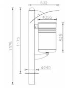 Cestino portarifiuti da inghisare a forma cilindrica con nervature - cm 39x53,2x117,5h