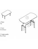 Tavolo riunione ovale con gamba a cavalletto - cm 210x125x72h