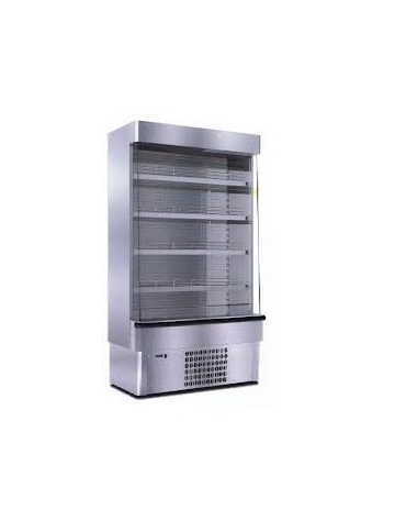 Espositore murale INOX refrigerato da cm. 133,5-SALUMI/FORMAGGI