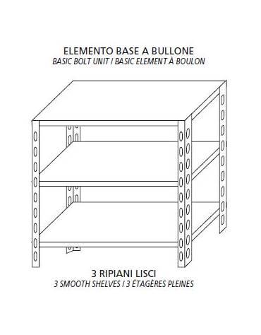 Scaffalatura inox a bulloni cm. 110x60x150h