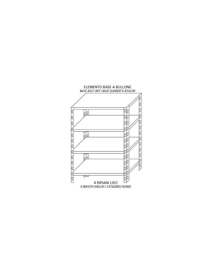 Scaffale in alluminio 4 ripiani dim. cm 130x50x180h