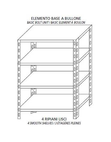 Scaffalatura inox a bulloni cm. 70x60x180h