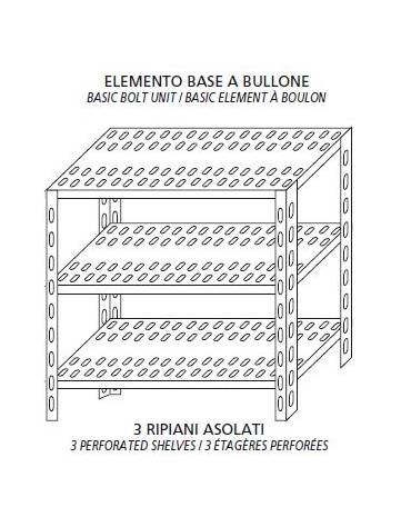 Scaffalatura inox a bulloni cm. 60x40x150h-PIANI ASOLATI