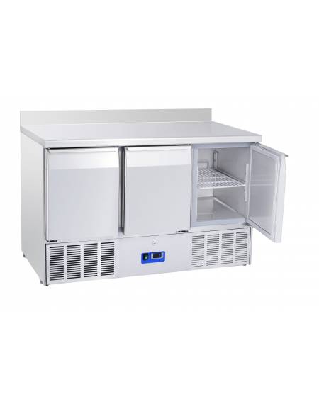 Saladette refrigerata in acciaio inox , 3 porte con 1 anta scorrevole, + 2° + 8°C - lt 380 - mm 1365×700×850h