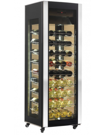 Vetrina refrigerata ventilata per vino +5° +18°C - Colore nero - capacità 81 bottiglie - cm 59,5x64x184h