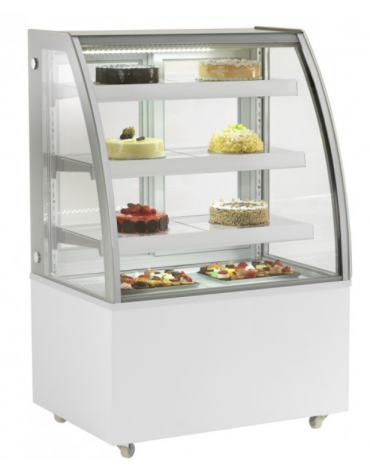 Espositore vetrina refrigerata pasticceria in acciaio inox - ventilata +2 +8°C - vetro curvo - cm 92,5x68x142h