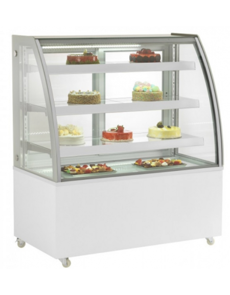 Espositore vetrina refrigerata pasticceria in acciaio inox - ventilata +2 +8°C - vetro curvo - cm 122,5x68x142h