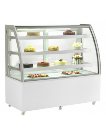 Espositore vetrina refrigerata pasticceria in acciaio inox - ventilata +2 +8°C - vetro curvo - cm 152,5x68x142h