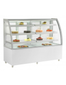 Espositore vetrina refrigerata pasticceria in acciaio inox - ventilata +2 +8°C - vetro curvo - cm 182,5x68x142h