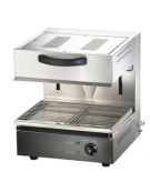 Salamandra mobile in acciaio inox, piano di cottura mm 440x320 - MONOFASE - mm 450x480x530h