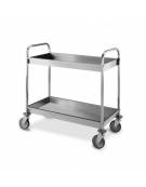 Carrello di servizio raccolta differenziata con 2 ripiani inox 18/10, tubo quadro - cm 110x56x90h