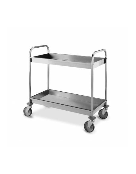 Carrello di servizio raccolta differenziata con 2 ripiani inox 18/10, tubo quadro - cm 110x56x90h