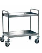 Carrello di servizio raccolta differenziata con 2 ripiani inox 18/10, tubo quadro - cm 110x56x90h