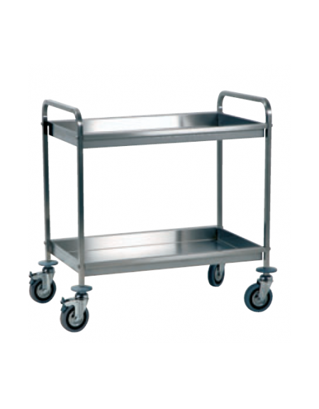 Carrello di servizio raccolta differenziata con 2 ripiani inox 18/10, tubo quadro - cm 110x56x90h