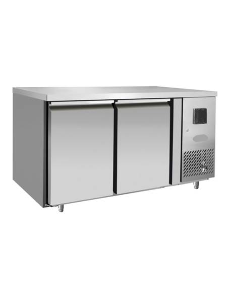 Tavolo refrigerato ventilato in acciaio inox -  2 porte - 220 Lt. - temp. -2°+8°C - mm 1360×600×850h