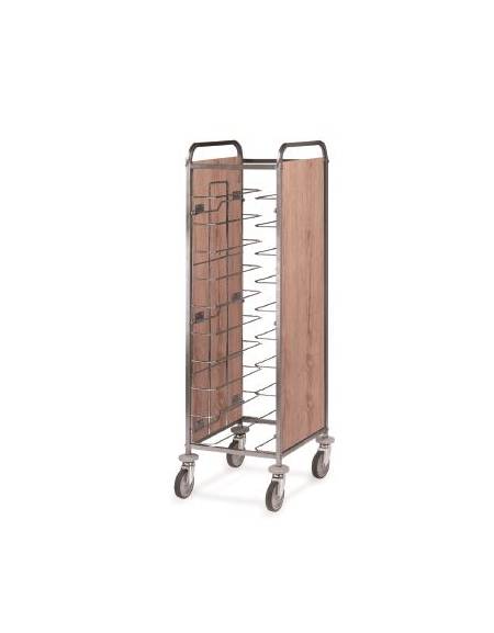 Carrello portavassoi in nobilato su 2 lati - universali - colore ciliegio - Portata vassoi 10 - cm 52x60x159h