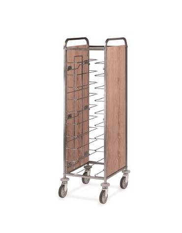 Carrello portavassoi in nobilato su 2 lati - universali - colore ciliegio - Portata vassoi 12 - cm 52x60x183h