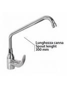 Monoforo miscelatore canna Ø mm 20 a "C", leva corta - mm 300x325h