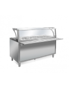 Elemento termico bagnomaria per self service N° 3 Vasche GN 1/1 - Con parafiato e bancalina - Su piedi- cm 120x94x120h