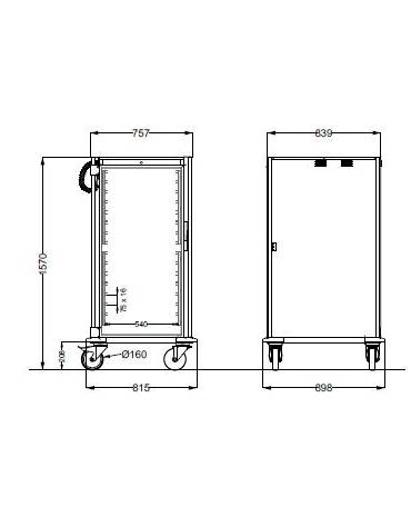 Armadio caldo riscaldato Portateglie-N°36 Teglie GN 1/1-N°18 Teg