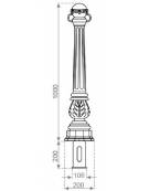 Dissuasore in i ghisa, colonna con base ottagonale e occhielli fissi, arricchita da fregi ornamentali - cm diam. 21,5x100h