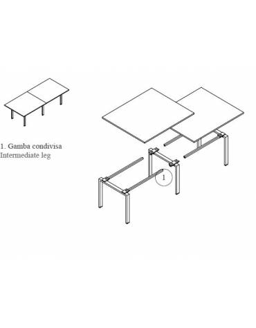 Tavolo riunione - gamba a U - cm 280x120x72h