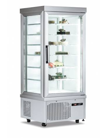 Vetrina Pasticceria statica con 4 lati in vetro  - 1 porta - capacità 630 Lt. - temp. +15° -25°C - mm 900x640x1880h