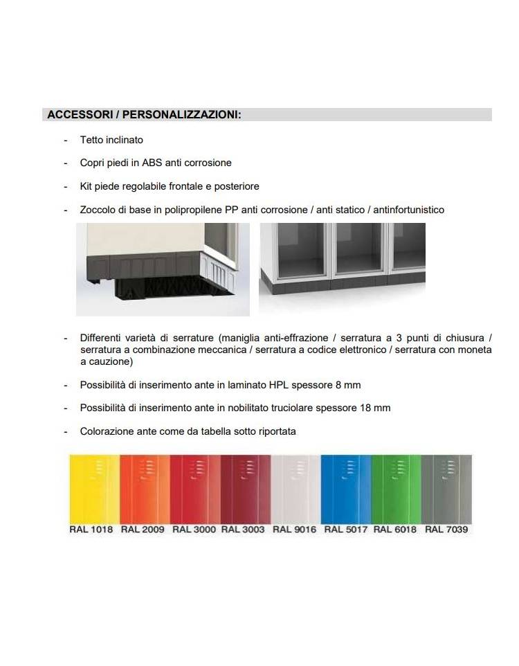 Armadio casellario 20 vani, 120 x 50 x 180 cm, maniglia