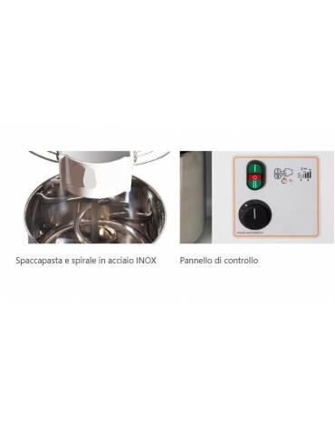 Impastatrice per pizzeria professionale a spirale - Capacità vasca Kg 6 / Lt 7 - MONOFASE