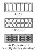 Vetrina per gelato mantecato, su stecco e pasticceria gelata - Refrigerazione statica  -5°C -20°C - N° 6 Vaschette gelato da Lt 