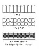Vetrina per gelato mantecato, su stecco e pasticceria gelata - Refrigerazione statica  -5°C -20°C - N° 6 Vaschette gelato da Lt 