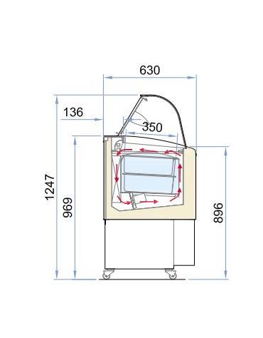 Vetrina gelato ventilata 6+6 vaschette Lt 5- Vetro curvo