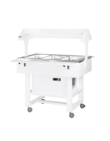 Carrello refrigerato con cupola in legno colore bianco - temperatura -5° +5°C - cm 111x112x141 h