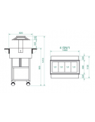 Carrello refrigerato con cupola in legno colore noce o wengè - temperatura -5° +5°C - cm 111x112x141 h